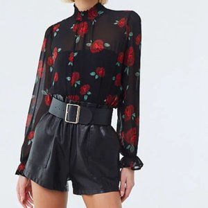 Rose Semi-Sheer Chiffon Top